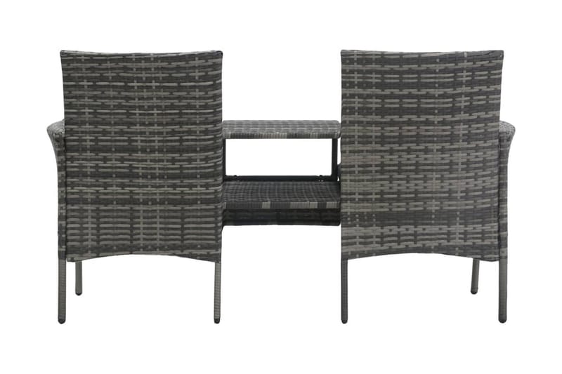 Trädgårdsbänk 2-sits med bord konstrotting antracit - Grå - Trädgårdsbänk & utebänk