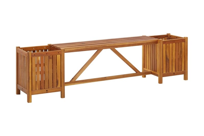 Trädgårdsbänk med 2 odlingslådor 150x30x40 cm massivt akacia - Brun - Trädgårdsbänk & utebänk