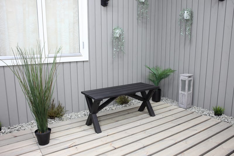 Utebänk Lietinna 100 cm - Svart - Utemöbler & utemiljö - Utesoffa - Trädgårdsbänk & utebänk