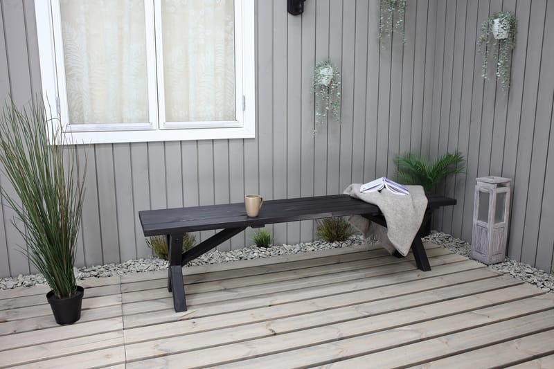 Utebänk Lietinna 180 cm - Svart - Utemöbler & utemiljö - Utesoffa - Trädgårdsbänk & utebänk