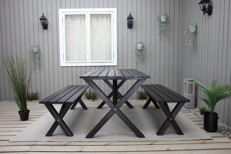 Utebänk Lietinna 180 cm - Svart - Utemöbler & utemiljö - Utesoffa - Trädgårdsbänk & utebänk
