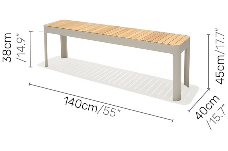 Utebänk Portals 143 cm - Vit/trä - Trädgårdsbänk & utebänk