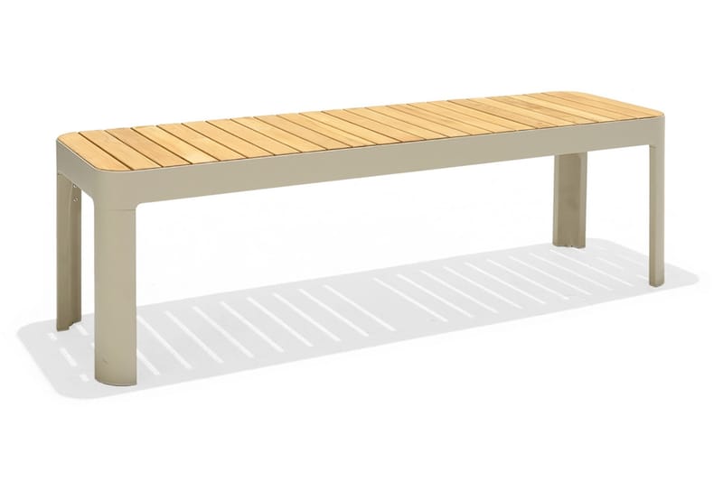 Utebänk Portals 143 cm - Vit/trä - Utemöbler & utemiljö - Utesoffa - Trädgårdsbänk & utebänk