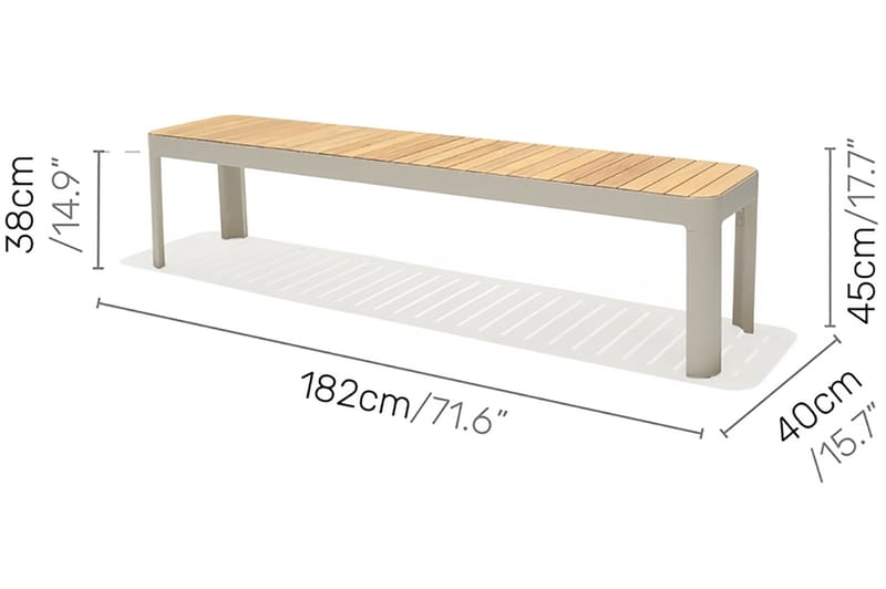Utebänk Portals 182 cm - Vit/trä - Utemöbler & utemiljö - Utesoffa - Trädgårdsbänk & utebänk