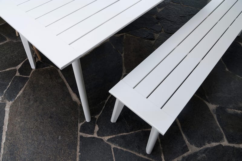 Utestoltö Bänk Utomhus 185 cm Vit - Hillerstorp - Utemöbler & utemiljö - Utesoffa - Trädgårdsbänk & utebänk