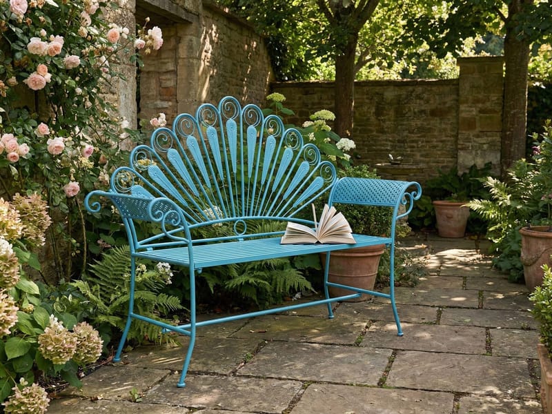 Trädgårdsbänk Pavia 146 cm Järn - Blå - Utemöbler & utemiljö - Utesoffa - Trädgårdsbänk & utebänk