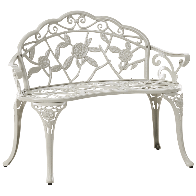 Trädgårdsbänk Piura 88 cm Aluminum - Vit - Utemöbler & utemiljö - Utesoffa - Trädgårdsbänk & utebänk