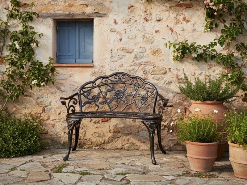 Trädgårdsbänk Piura 88 cm Aluminum - Brun - Utemöbler & utemiljö - Utesoffa - Trädgårdsbänk & utebänk