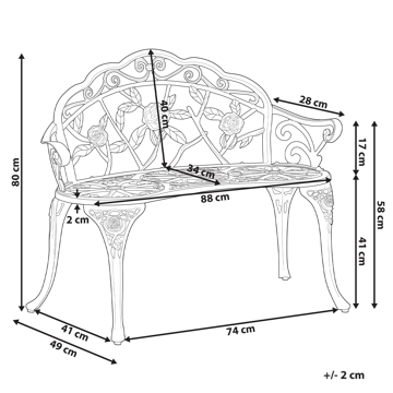Trädgårdsbänk Piura 88 cm Aluminum - Vit - Utemöbler & utemiljö - Utesoffa - Trädgårdsbänk & utebänk