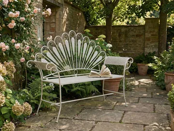 Trädgårdsbänk Pavia 146 cm Järn - Vit - Utemöbler & utemiljö - Utesoffa - Trädgårdsbänk & utebänk