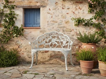 Trädgårdsbänk Piura 88 cm Aluminum - Vit - Utemöbler & utemiljö - Utesoffa - Trädgårdsbänk & utebänk