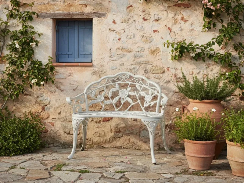 Trädgårdsbänk Piura 88 cm Aluminum - Vit - Utemöbler & utemiljö - Utesoffa - Trädgårdsbänk & utebänk