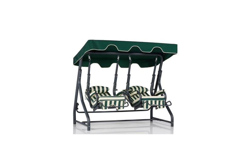 Trädgårdsdubbelgunga Bhika Vit / Grön / Svart - Vit / Grön / Svart - Utemöbler & utemiljö - Utesoffa - Hängsoffa