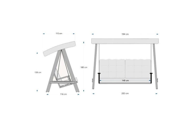 Trädgårdsdubbelgunga Taharoa Antracit - Antracit - Utemöbler & utemiljö - Utesoffa - Hängsoffa