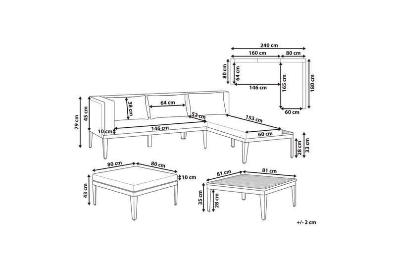 Trädgårdssoffgrupp med bord 3-sits Bracciano - Utemöbler & utemiljö - Loungemöbler - Loungeset & loungegrupp