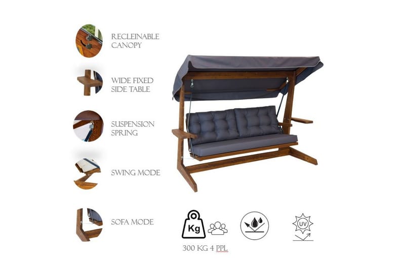 Viva Hängsoffa Utomhus 3-sits - Antracit - Utemöbler & utemiljö - Utesoffa - Hängsoffa