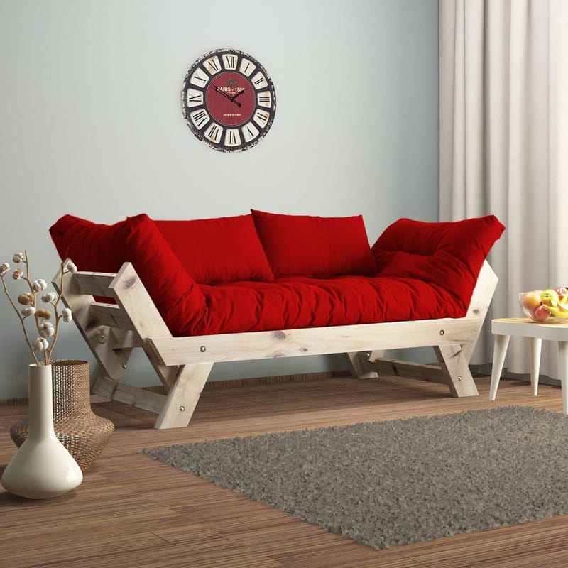 Zylar 2-sits Bäddsoffa, Natur/Röd