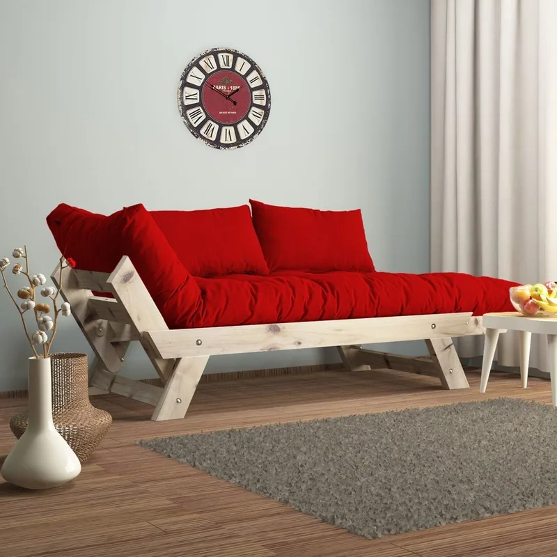 Zylar 2-sits Bäddsoffa - Natur/Röd - Möbler - Soffa - Bäddsoffa - 2 sits bäddsoffa