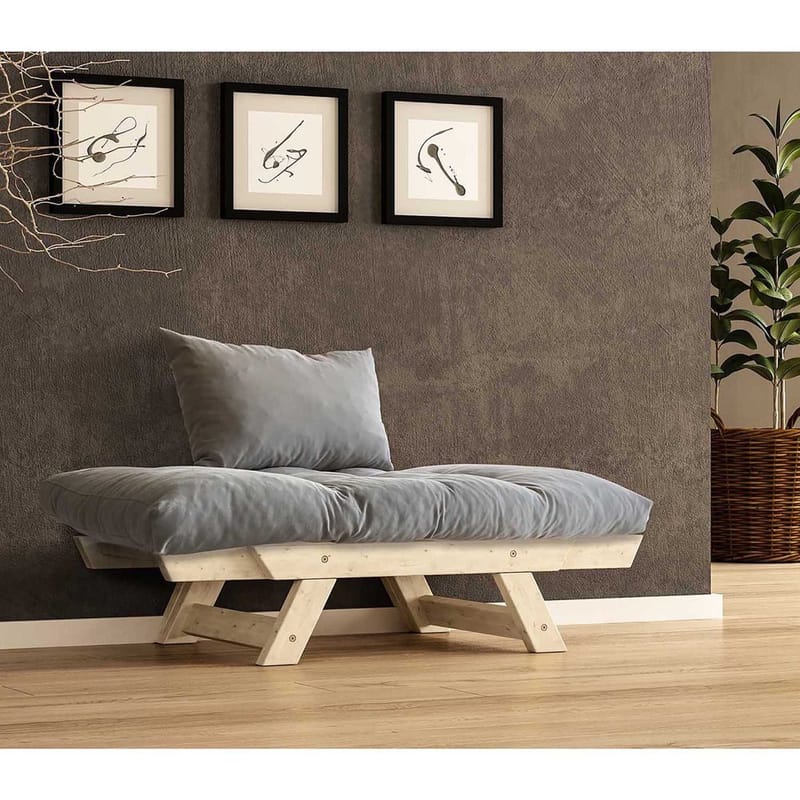Zylar 2-sits Fällbar Bäddsoffa med Träram 75x140 cm i Linne - Grå|Beige - Möbler - Soffa - Bäddsoffa - 2 sits bäddsoffa
