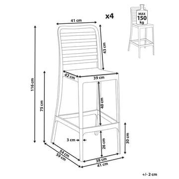 Barstol Seceda 4-pack - Utemöbler & utemiljö - Utestol & trädgårdsstol - Barstol utomhus