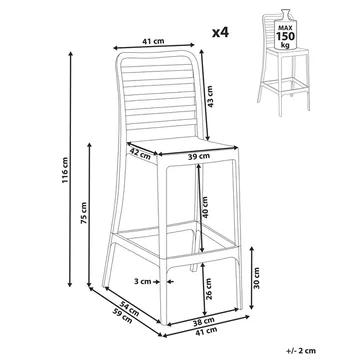 Barstol Seceda 4-pack - Utemöbler & utemiljö - Utestol & trädgårdsstol - Barstol utomhus