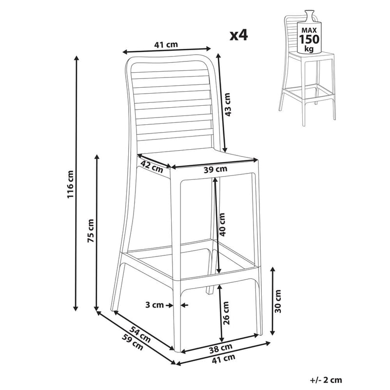 Barstol Seceda 4-pack - Utemöbler & utemiljö - Utestol & trädgårdsstol - Barstol utomhus