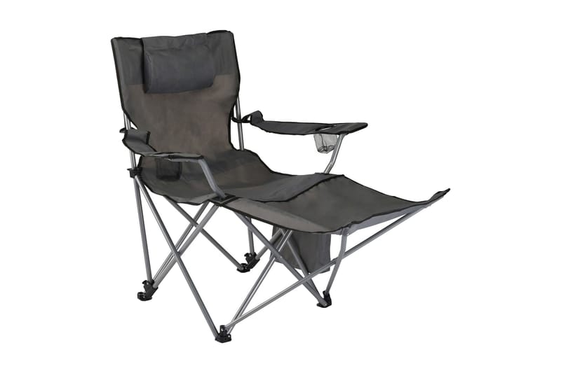 HI Lyxig campingstol med fotstöd antracit - Grå - Brassestol & campingstol - Strandstol - Balkongstol