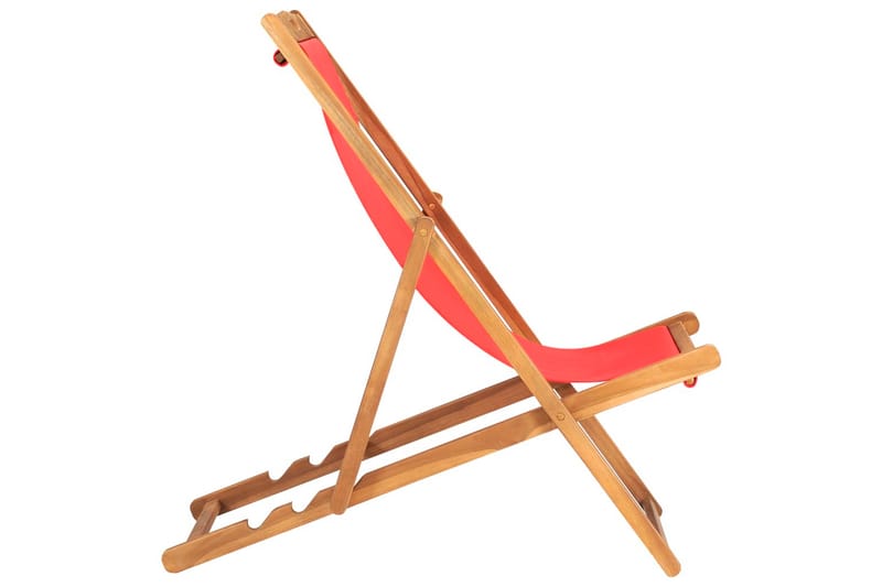 Hopfällbar strandstol massiv teak röd - Röd - Balkongstol - Strandstol - Brassestol & campingstol