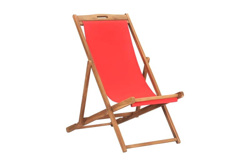 Hopfällbar strandstol massiv teak röd - Brassestol & campingstol - Strandstol - Balkongstol