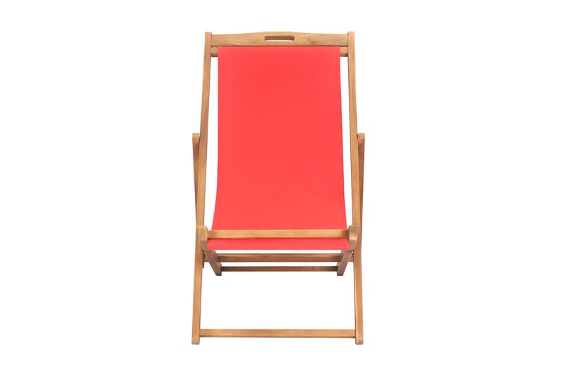 Hopfällbar strandstol massiv teak röd - Röd - Balkongstol - Strandstol - Brassestol & campingstol