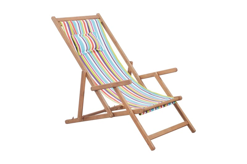 Hopfällbar strandstol tyg och träram flerfärgad - Flerfärgad - Brassestol & campingstol - Strandstol - Balkongstol