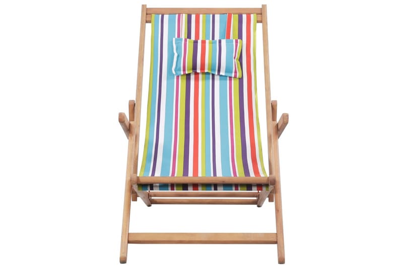 Hopfällbar strandstol tyg och träram flerfärgad - Flerfärgad - Balkongstol - Strandstol - Brassestol & campingstol