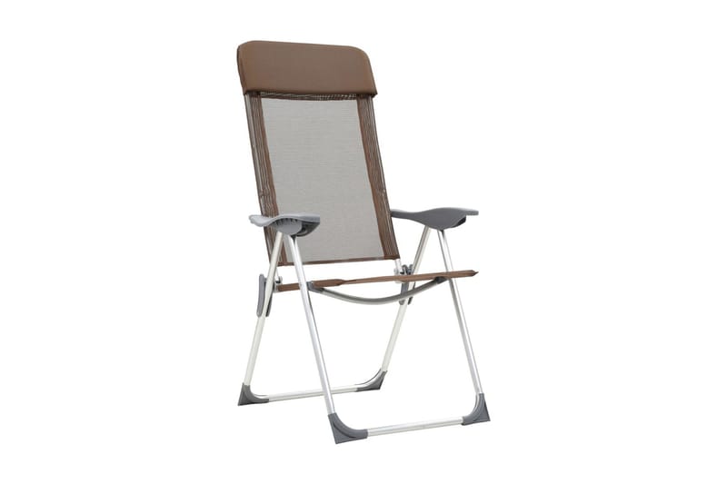 Hopfällbara campingstolar 2 st aluminium brun - Brun - Brassestol & campingstol - Strandstol - Balkongstol