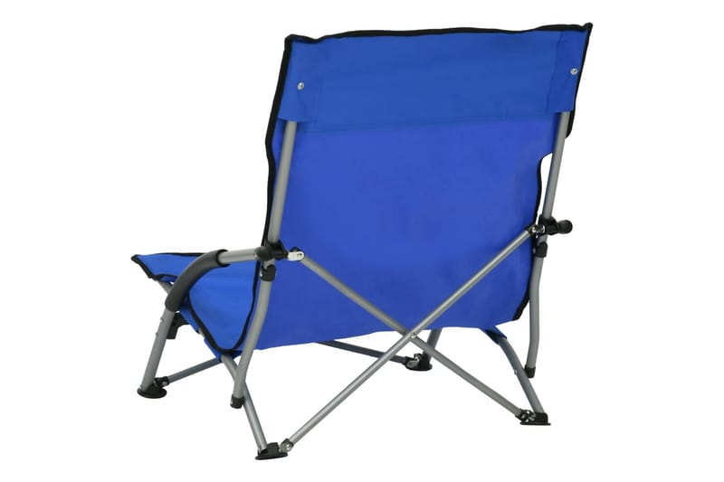 Hopfällbara strandstolar 2 st blå tyg - Blå - Balkongstol - Strandstol - Brassestol & campingstol