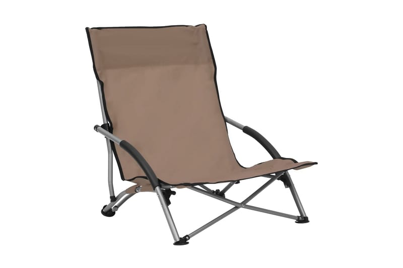 Hopfällbara strandstolar 2 st taupe tyg - Brun - Brassestol & campingstol - Strandstol - Balkongstol