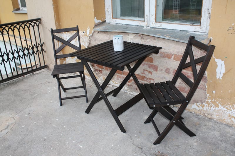 Klappstol Edilma 2-pack - Mörkbrun - Balkongstol - Cafestol & klappstol utomhus