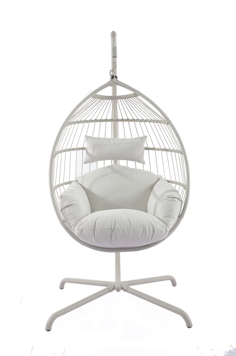 Corvin Hängstol med stativ utomhus - Äggstol i stål - Beige - Utemöbler & utemiljö - Utestol & trädgårdsstol - Hängfåtölj & hängstol utomhus