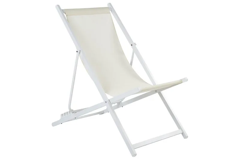 Däckstol hopfällbar Locri II, Beige, vit