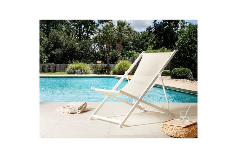 Däckstol hopfällbar Locri II - Beige, vit - Utemöbler & utemiljö - Utestol & trädgårdsstol - Solstol