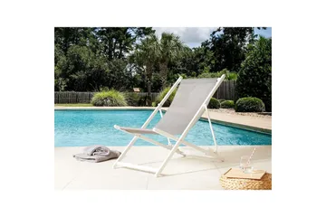 Däckstol hopfällbar Locri II - Grå, vit - Utemöbler & utemiljö - Utestol & trädgårdsstol - Solstol