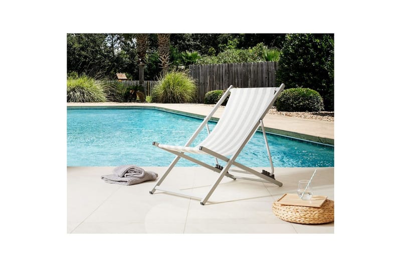 Däckstol hopfällbar Locri II - Vit, Grå - Utemöbler & utemiljö - Utestol & trädgårdsstol - Solstol