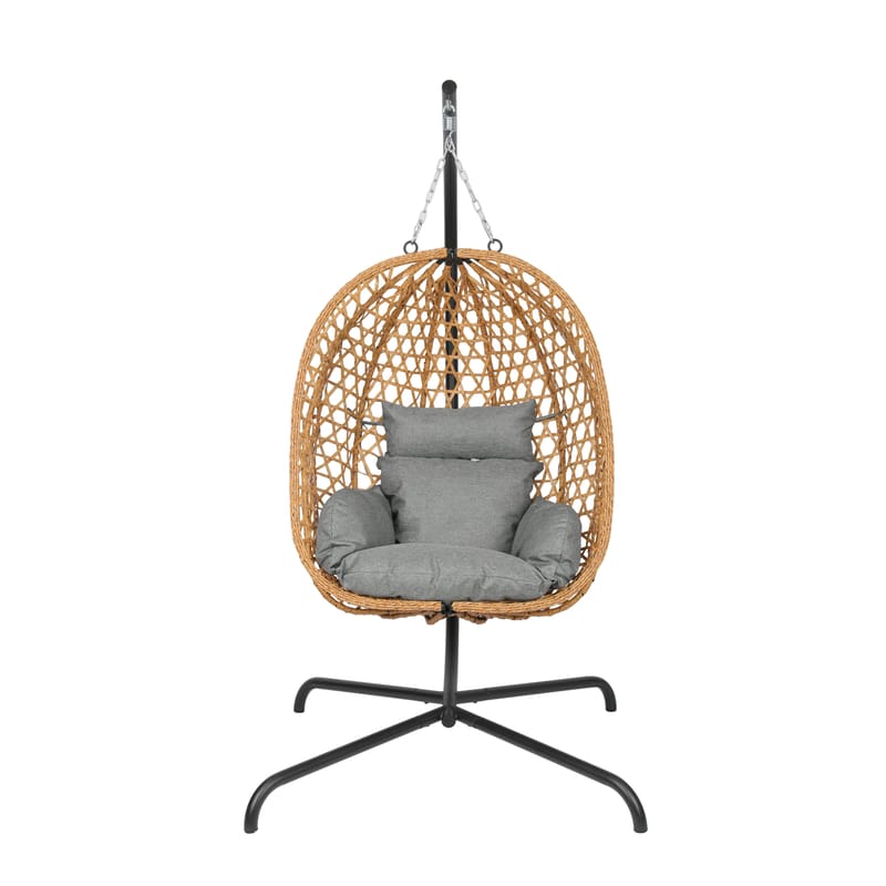Etna Hängstol med stativ utomhus - Äggstol i konstrotting - Brun - Utemöbler & utemiljö - Utestol & trädgårdsstol - Hängfåtölj & hängstol utomhus