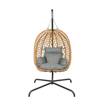Etna Hängstol med stativ utomhus - Äggstol i konstrotting - Brun - Utemöbler & utemiljö - Utestol & trädgårdsstol - Hängfåtölj & hängstol utomhus