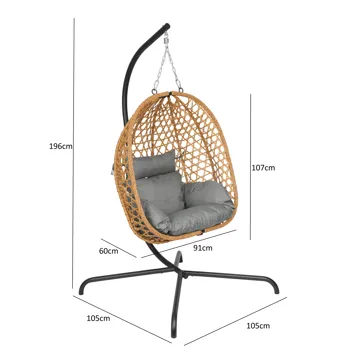 Etna Hängstol med stativ utomhus - Äggstol i konstrotting - Brun - Utemöbler & utemiljö - Utestol & trädgårdsstol - Hängfåtölj & hängstol utomhus