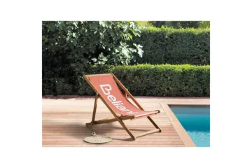 Fällbar däckstol Anzio - Rött, ljust trä - Utemöbler & utemiljö - Utestol & trädgårdsstol - Solstol