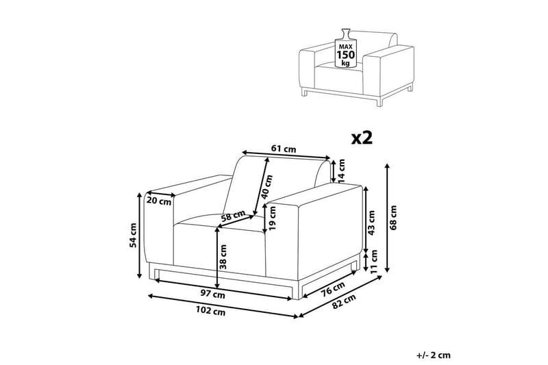 Fåtölj set om 2 Rovigo - Grå, vit - Utemöbler & utemiljö - Utestol & trädgårdsstol - Utefåtölj & loungefåtölj