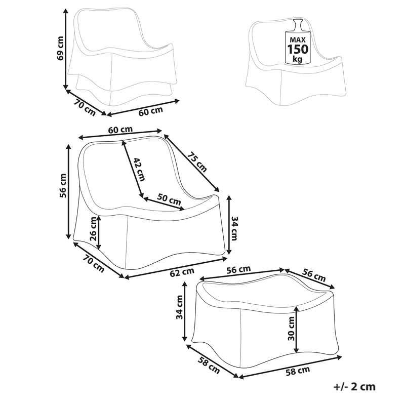 Fåtölj utomhus med Fotpall Aigani Rotting - Naturlig/Beige - Utemöbler & utemiljö - Utestol & trädgårdsstol - Utefåtölj & loungefåtölj