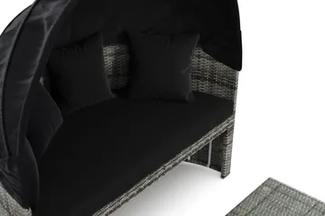 Florens Rund dubbel Solsäng med tak - Soffbord med glasskiva i konstrotting - Grå - Utemöbler & utemiljö - Loungemöbler - Solbädd