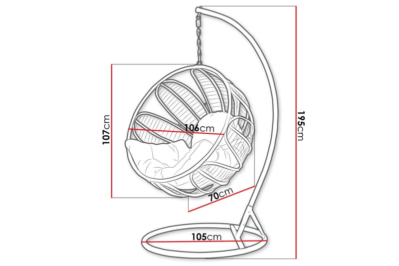 Floressa Hängstol Utomhus - Hängfåtölj - Hänggunga med stativ till balkong uteplats 105 cm - Brun - Utemöbler & utemiljö - Utestol & trädgårdsstol - Hängfåtölj & hängstol utomhus