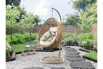 Fogo Hängstol Utomhus - Hängfåtölj - Hänggunga med stativ till balkong uteplats 95 cm - Brun/Beige - Utemöbler & utemiljö - Utestol & trädgårdsstol - Hängfåtölj & hängstol utomhus
